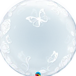 Premium Bubbleballong Rose & Sommerfugl