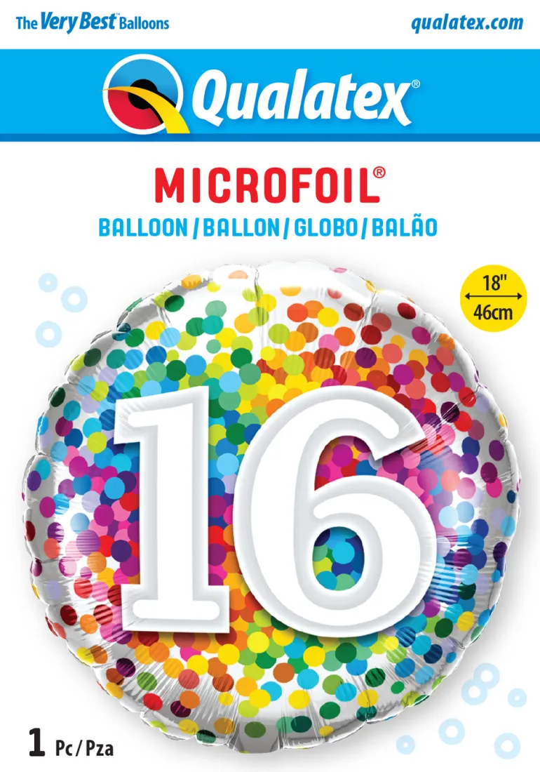Premium Folieballong - 16 År - Regnbue