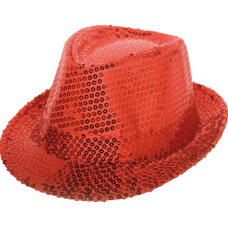 Trilby Hatt - Paljetter Deluxe Rød